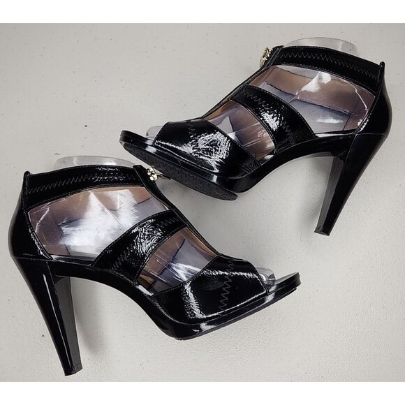 MICHAEL KORS Berkeley BLACK PATENT LEATHER ZIP FRONT PUMPS SIZE 8 M PW16G - Picture 3 of 9